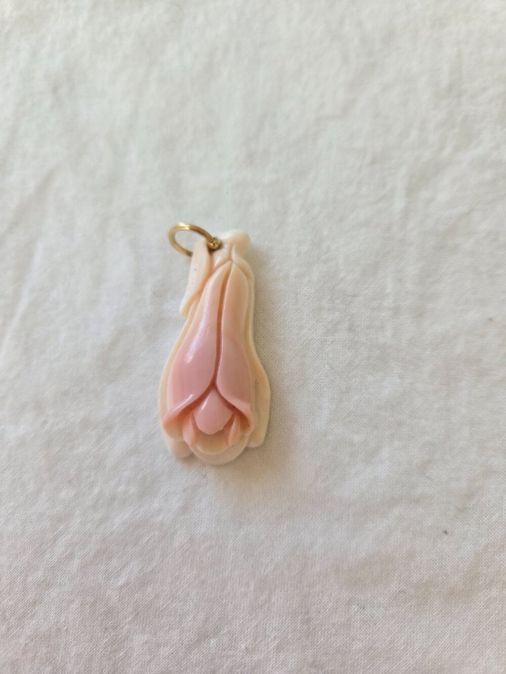 Carved Pink Shell Floral Pendant